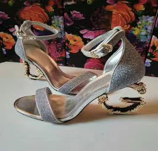 2020 New Metal Letter High Heel Sandals for Women Best YouTube Store
