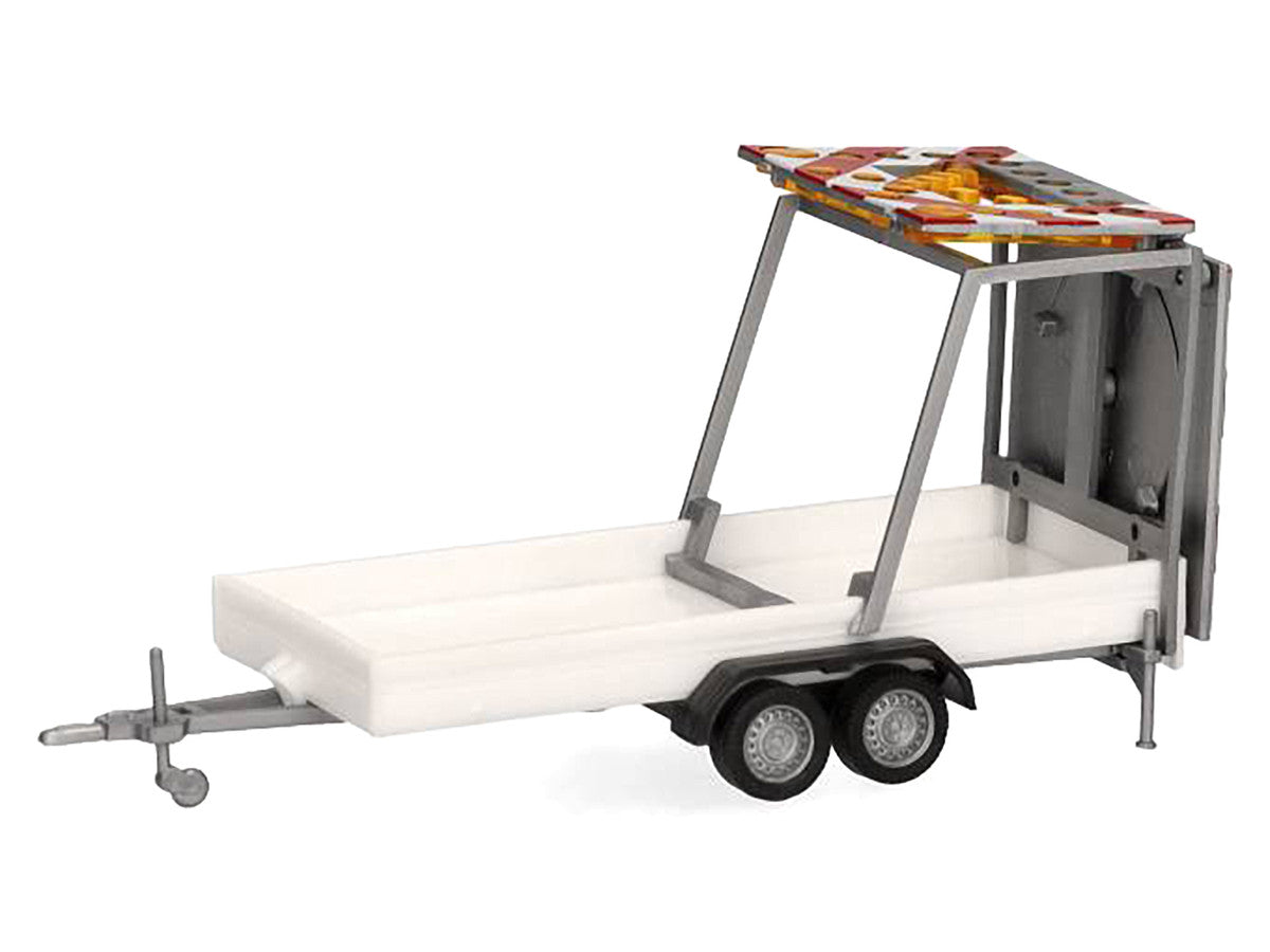 Road Maintenance Trailer White with Striped Top 1/87 (HO) Plastic Model by Promotex Promotex