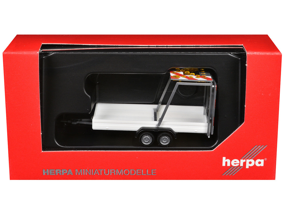 Road Maintenance Trailer White with Striped Top 1/87 (HO) Plastic Model by Promotex Promotex