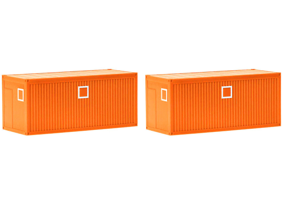 Mobile Offices Orange Set of 2 pieces 1/87 (HO) Plastic Model by Herpa Herpa