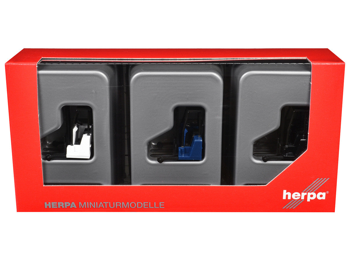 Forklifts with Trailer Bumper 3 Piece Set 1/87 (HO) Plastic Models by Promotex Promotex