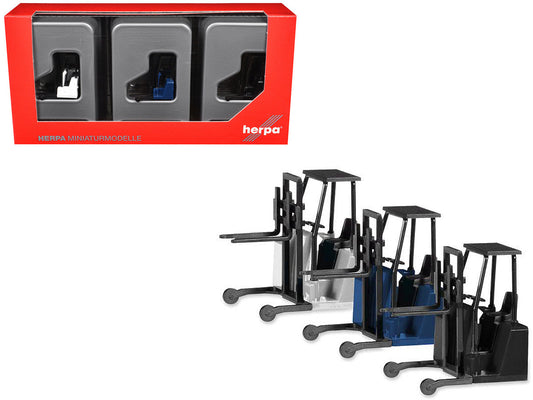 Forklifts with Trailer Bumper 3 Piece Set 1/87 (HO) Plastic Models by Promotex Promotex