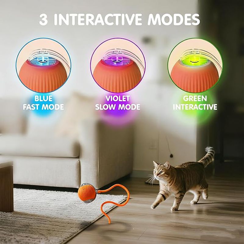 Cat Interactive Ball Toys Automatic Rolling Ball For Kitten Rechargeable Smart Pet Electric Toys With Teaser Sensor Cat Ball Toy Best YouTube Store