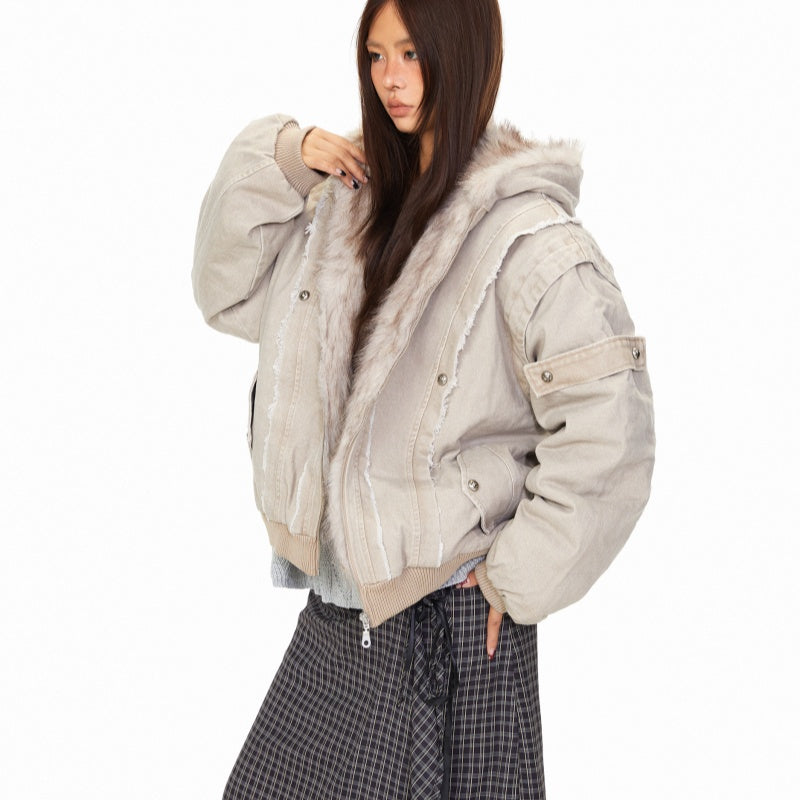 Lazy Thick Padded Hooded Winter Coat Accent Plus