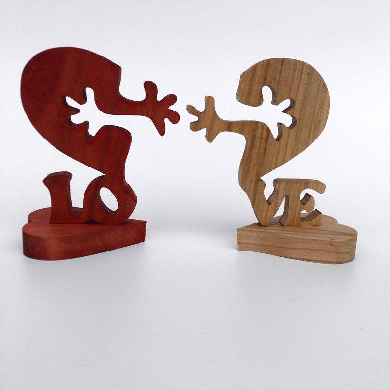 Valentines Day Gift Wooden Heart Love Desktop Ornament Wooden Decoration CJD