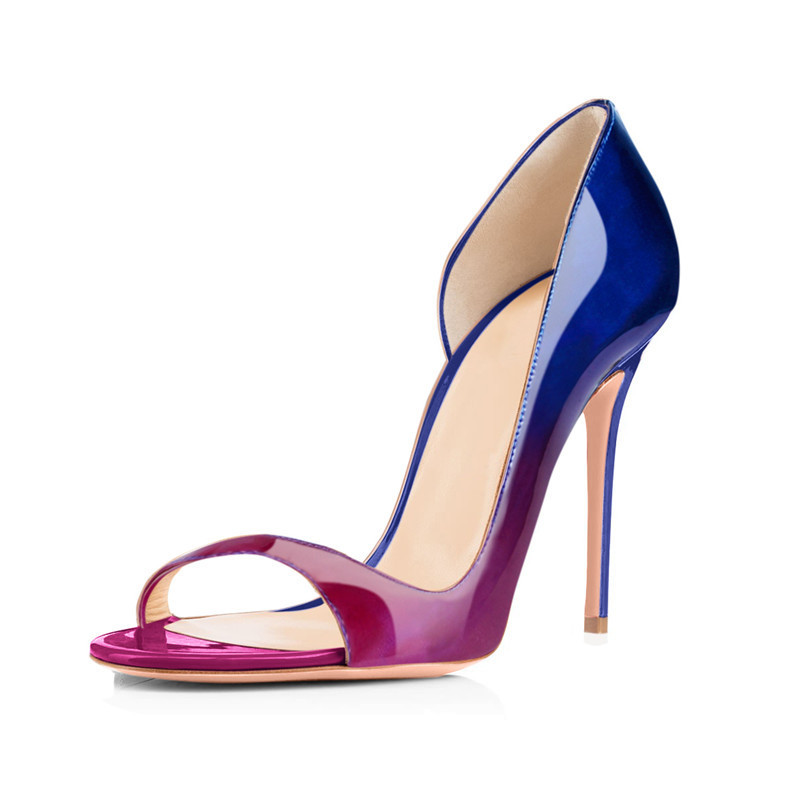Pure Color Gradient Patent Leather Stiletto Shoes LadyShow.Store