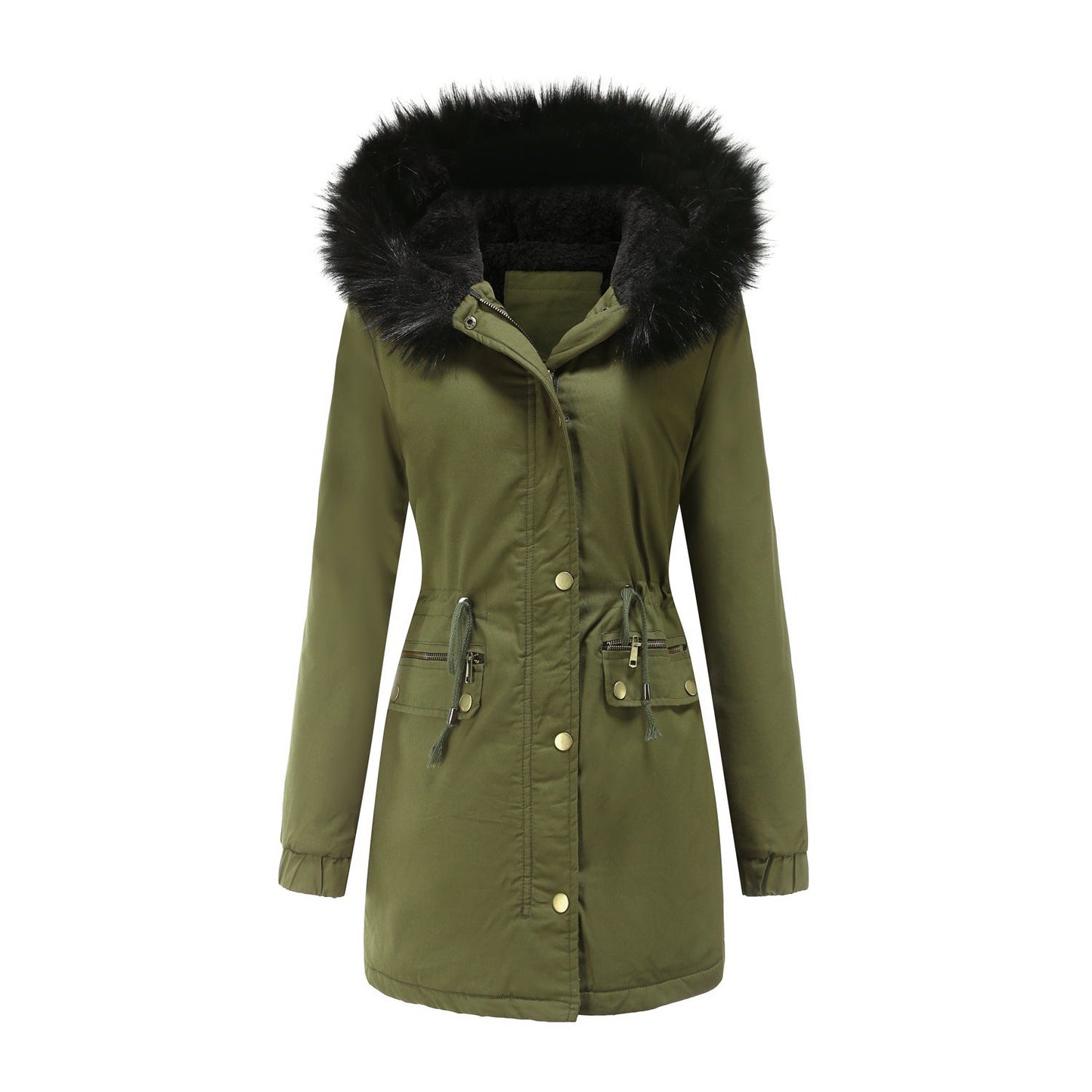 Women's Mid-length Fur Collar Coat Parker Cotton-padded Coat LadyShow.Store