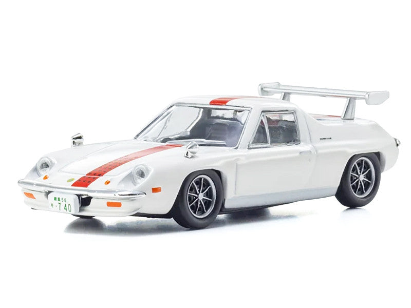 Lotus Europa RHD (Right Hand Drive) White with Red Stripe "The Circuit Wolf" Manga 1/64 Diecast Model Car by Kyosho Kyosho