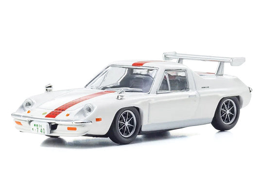 Lotus Europa RHD (Right Hand Drive) White with Red Stripe "The Circuit Wolf" Manga 1/64 Diecast Model Car by Kyosho Kyosho