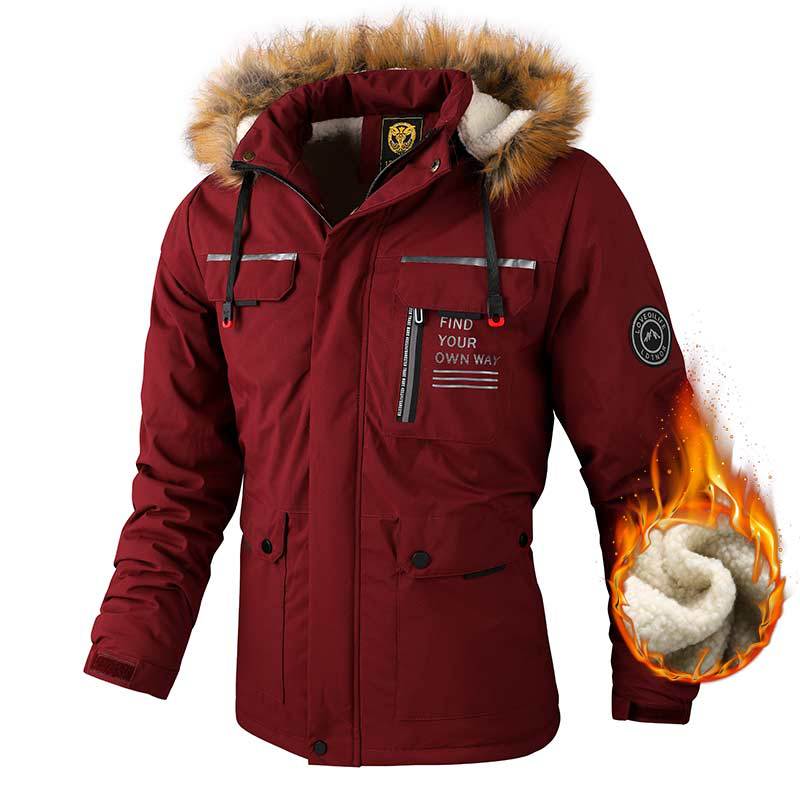 Men's Casual Hooded Jacket Parka Autumn And Winter Warm Solid Color Windproof Coat Outdoor Clothes With Multiple Pockets LadyShow.Store