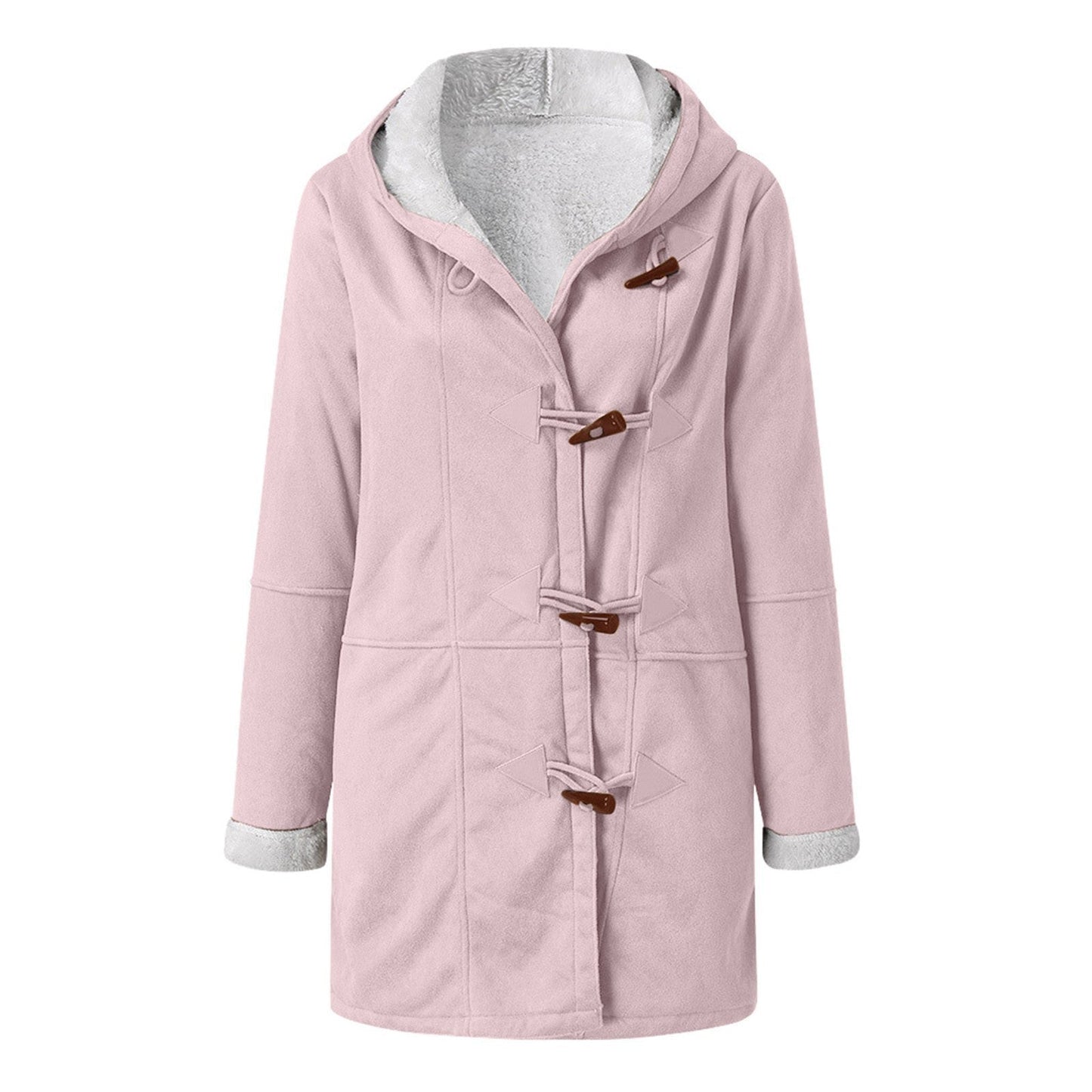 Winter Button Coat Fashion Warm Hooded Jacket With Pockets Women's Clothing LadyShow.Store