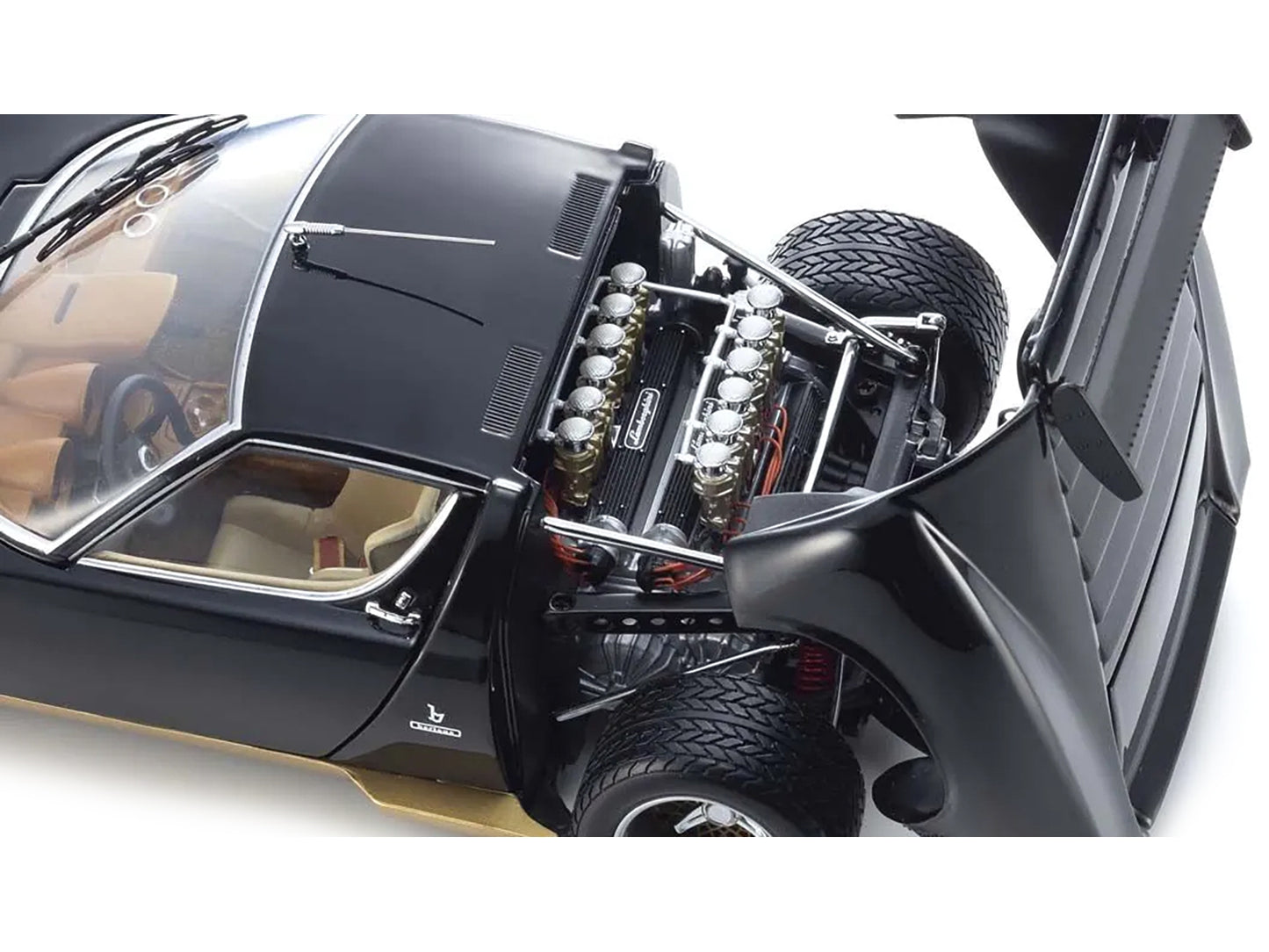 Lamborghini Miura SVR Black and Gold 1/18 Model Car by Kyosho