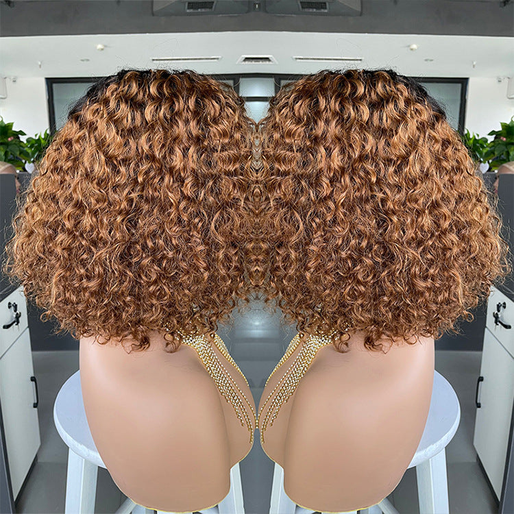 Cross-border E-commerce Exclusively For Ombre Curly Bobo1b30 Human Hair Lace Wig CJD