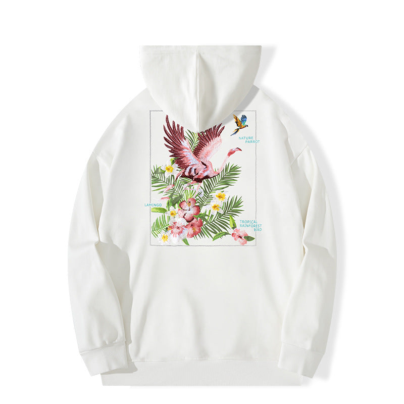 Autumn And Winter New High Street Flamingo Embroidered Hoodie CJD