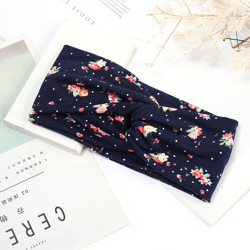 Sweat-absorbent And Anti-perspirant Bundled Headband With Wide-brimmed Print Headband LadyShow.Store