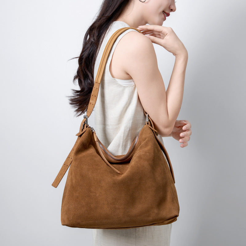 High-end Casual Underarm Tote Bag Made From Top-layer Cowhide Accent Plus