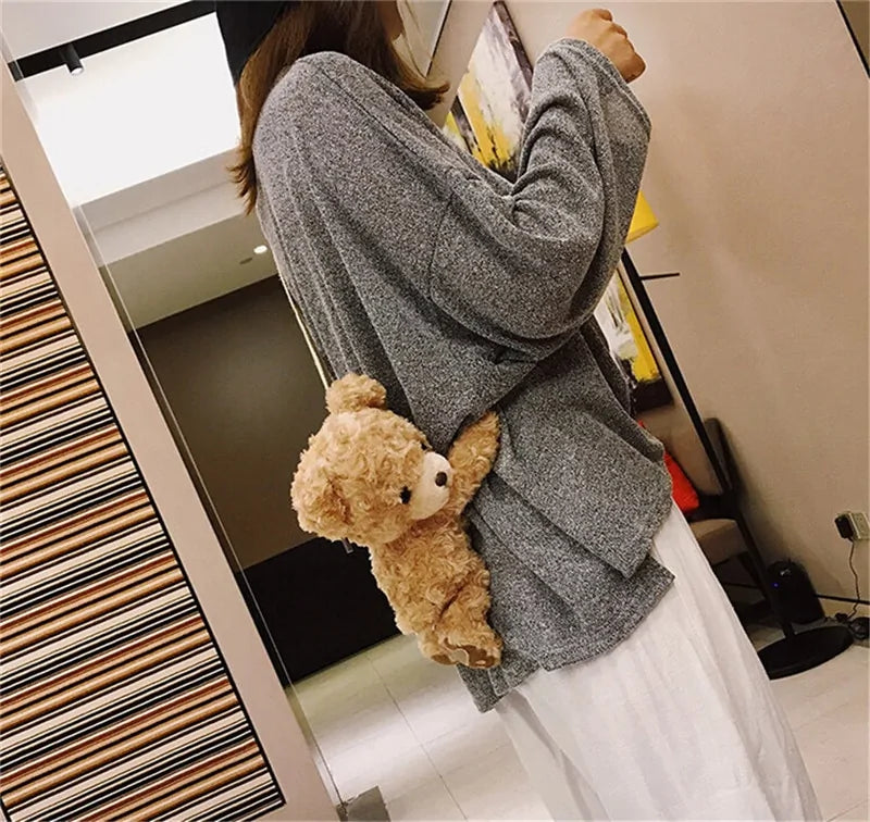 Cute Smile Bear  Soft Plush Shoulder Bag