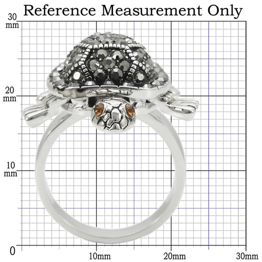 0W285 - Rhodium Brass Ring with Top Grade Crystal  in Multi Color-1