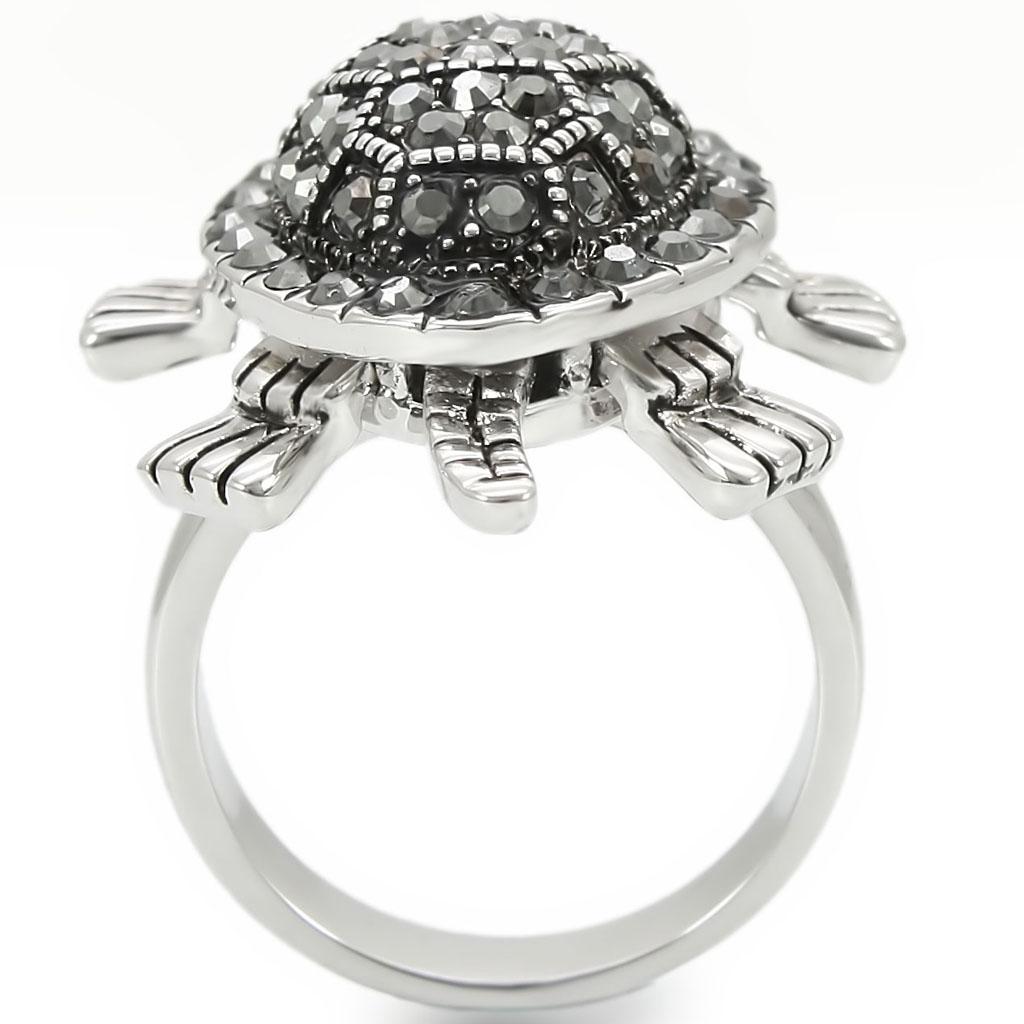 0W285 - Rhodium Brass Ring with Top Grade Crystal  in Multi Color-4