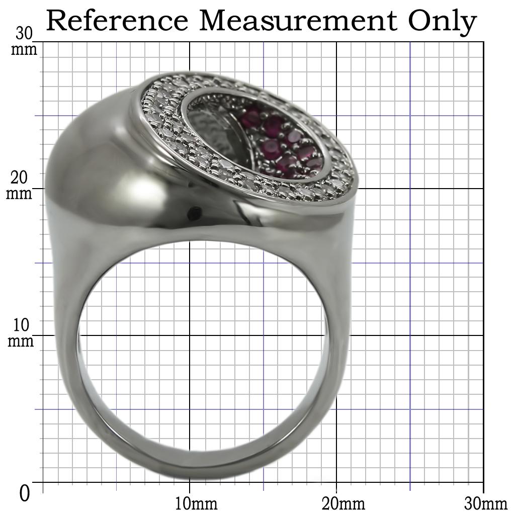 0W304 - Ruthenium Brass Ring with Synthetic Garnet in Ruby Alamode
