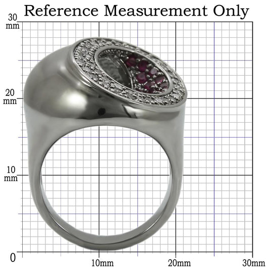 0W304 - Ruthenium Brass Ring with Synthetic Garnet in Ruby Alamode