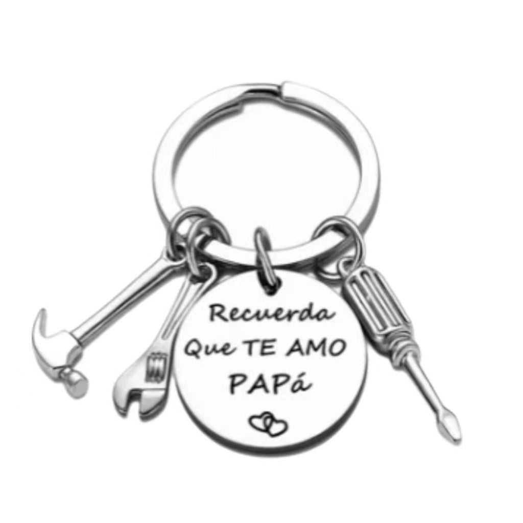PaPa Stainless Steel Round Board Keychain Father's Day Gift CJD