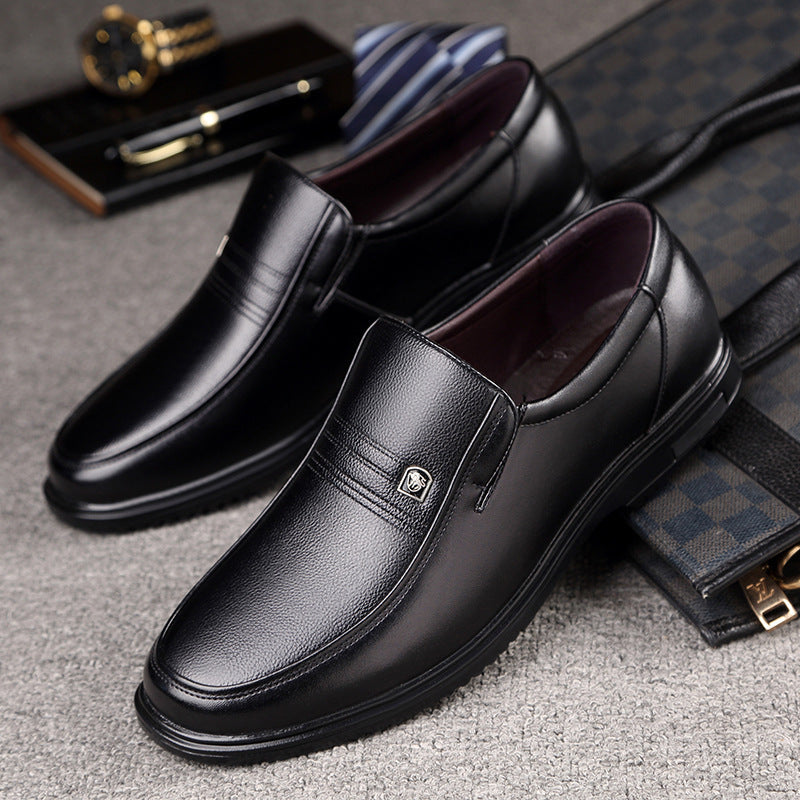 Men's Leather Genuine Flat Sole Round Toe Soft Sole Non-slip Casual Shoes For Middle-aged Best YouTube Store