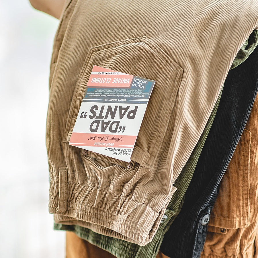 Men's Casual Khaki Corduroy Pants for Autumn/Winter Pi-Mart