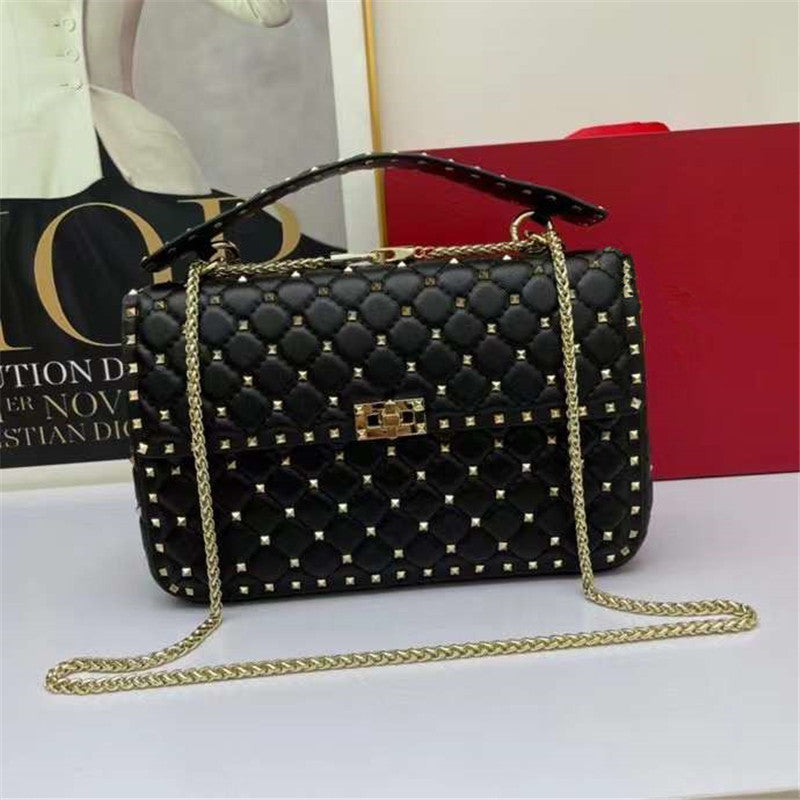 Women's Fashion Sheepskin Diamond Studded Small Square Bag LadyShow.Store