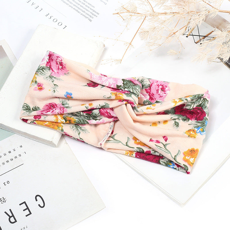 Sweat-absorbent And Anti-perspirant Bundled Headband With Wide-brimmed Print Headband LadyShow.Store