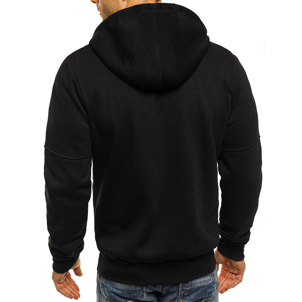 Men's Casual Zipper Hooded Sweater Solid Color Sports Fitness Jackets Cardigan LadyShow.Store