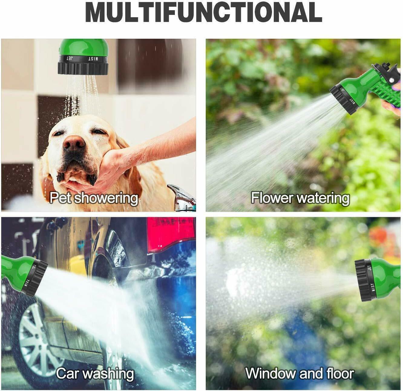 7Function Spray Nozzle 100FT Water Hose Gun Multi Pattern Garden Adjustable Mist