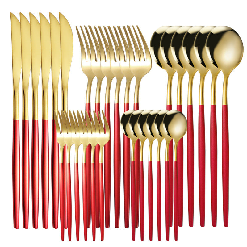 Stainless Steel Tableware Knife Fork And Spoon Western Tableware Gift Set LadyShow.Store