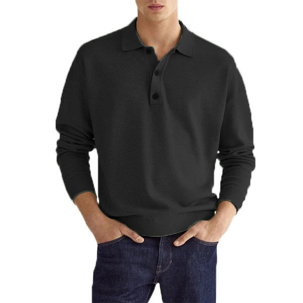 New Autumn Long Sleeve V-neck Buttons Men's Casual Jacket Polo Shirt LadyShow.Store