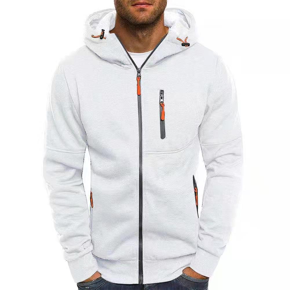Men's Casual Zipper Hooded Sweater Solid Color Sports Fitness Jackets Cardigan LadyShow.Store