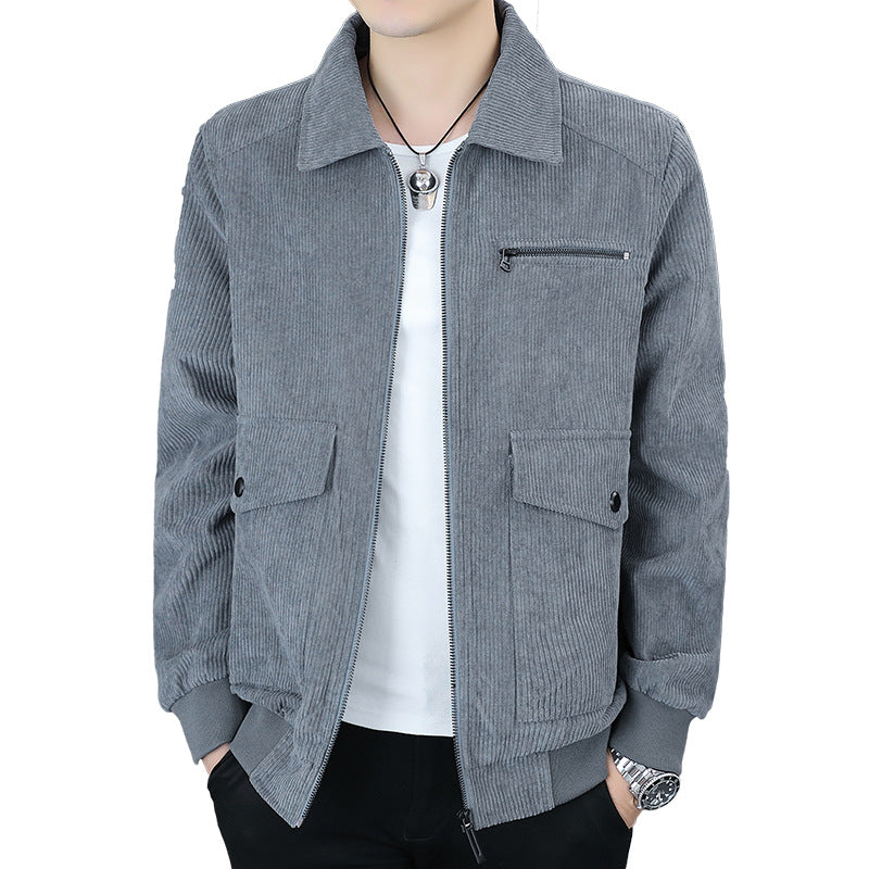 Men's Corduroy Jacket - Stylish Casual Spring/Fall Outerwear Pi-Mart