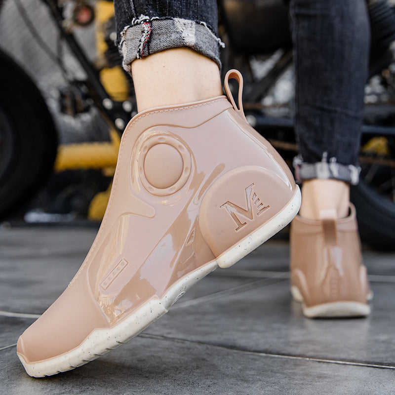 Motorcycle Rain Boots Men's Summer Youth Outdoor Non-slip Wading Shoes Fashion Low Top Flat Work Shoes Rubber Shoes Best YouTube Store