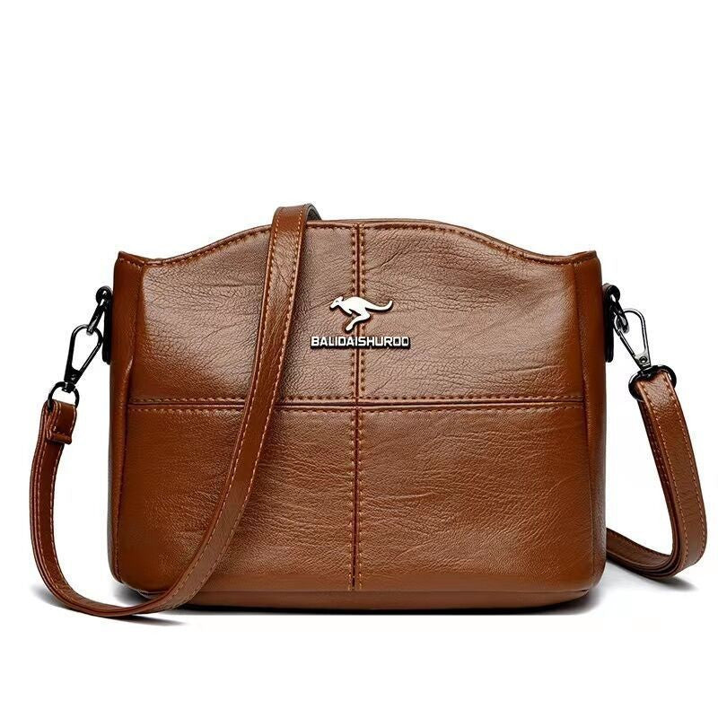 Korean-style Womens Shoulder Soft Leather Versatile Design Large Capacity And Embroidered Crossbody Bag LadyShow.Store