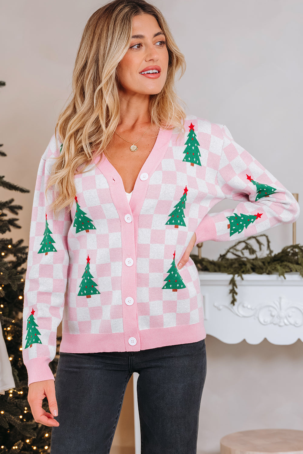 Ella Tree Pattern Cardigan Sweater-3