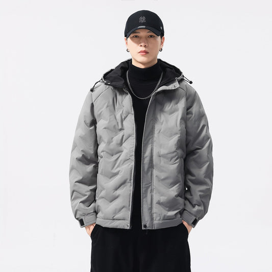 Winter Color-blocked Hooded Quality Versatile Casual Men's Light Luxury Cotton Jacket Best YouTube Store
