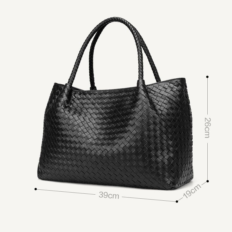Handmade Sheepskin Woven Handbag For Women CJD