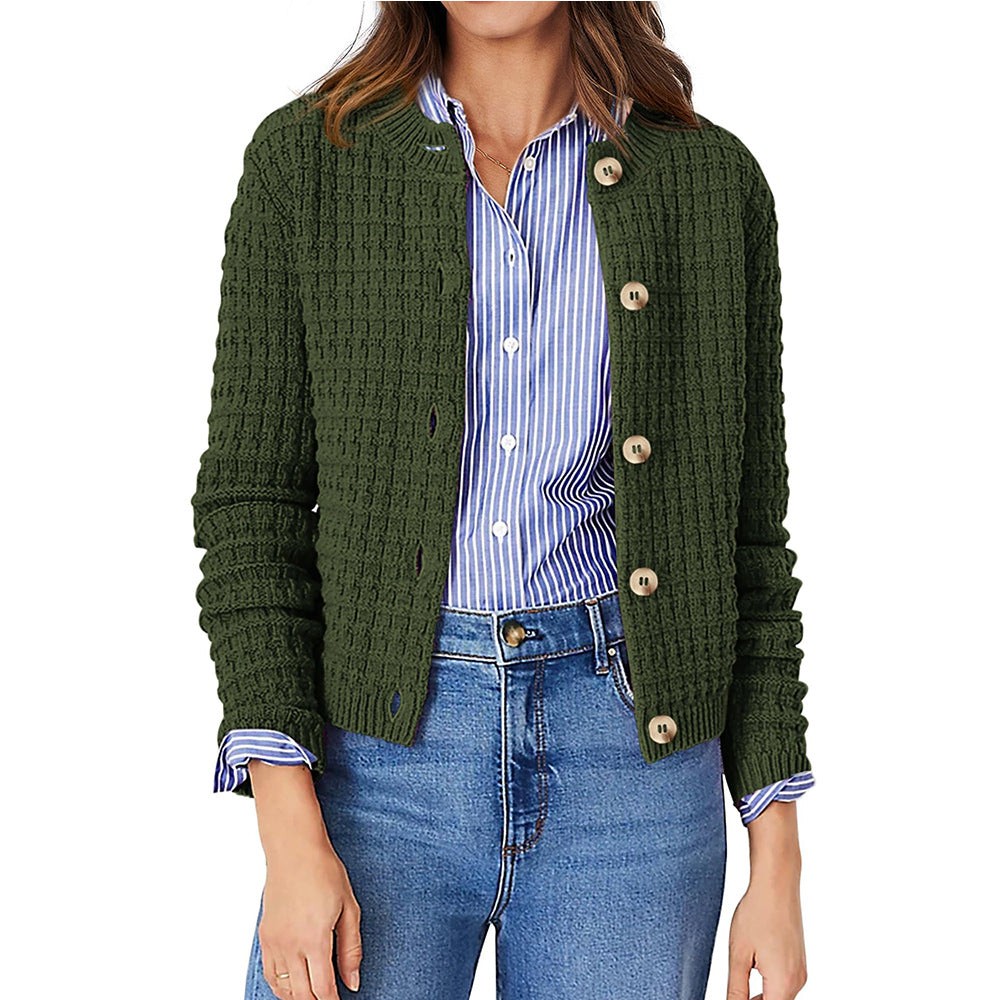 Women's Solid Color Commute Knitted Cardigan Casual Sweater Coat LadyShow.Store