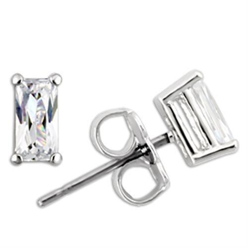 TK0W161 -Stainless Earring  with AAA Grade CZ  in Clear-6X3mm Alamode