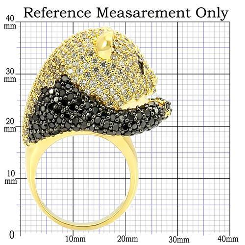 0W182 - Gold+Ruthenium Brass Ring with AAA Grade CZ  in Jet Alamode
