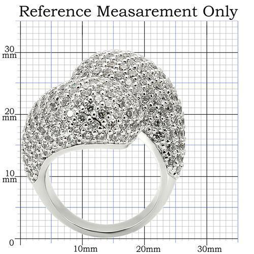 0W216 - Rhodium Brass Ring with AAA Grade CZ  in Clear-1
