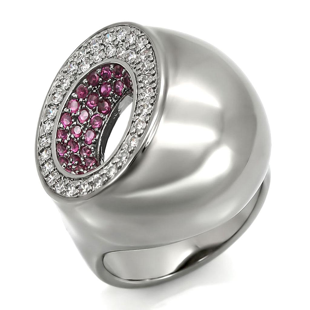 0W304 - Ruthenium Brass Ring with Synthetic Garnet in Ruby Alamode