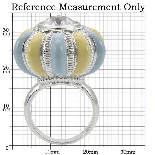 0W308 - Rhodium Brass Ring with AAA Grade CZ  in Clear-1