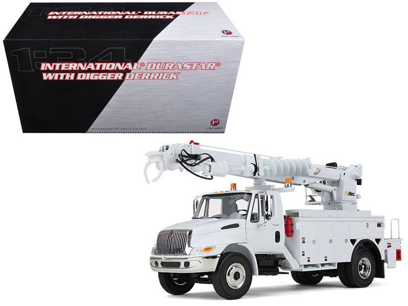 International DuraStar Truck with Digger Derrick Body "Altec" White 1/34 Diecast Model by First Gear-0