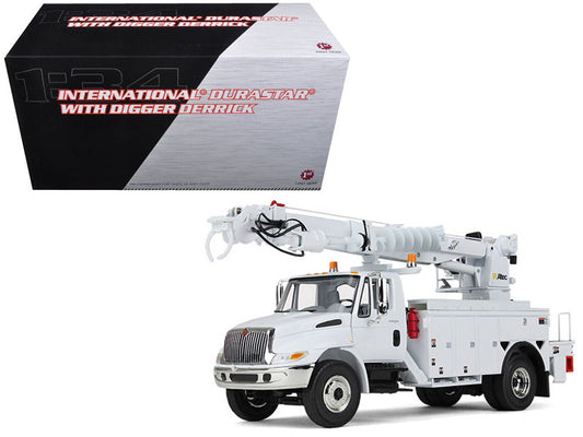 International DuraStar Truck with Digger Derrick Body "Altec" White 1/34 Diecast Model by First Gear-0