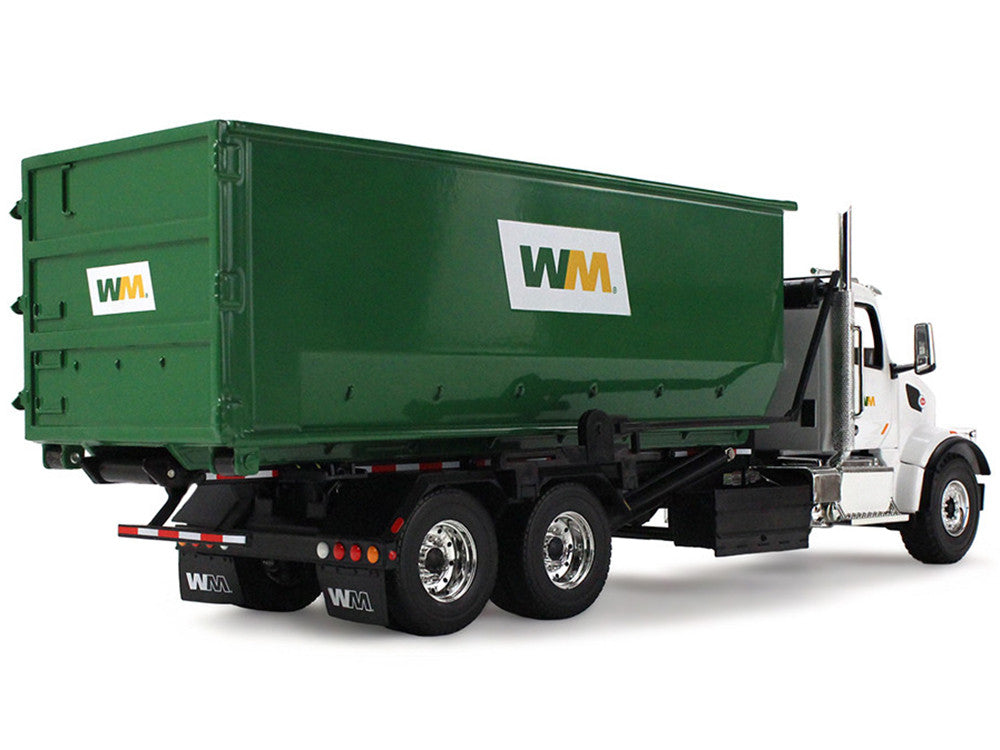 Peterbilt 567 Refuse Garbage Truck with 40 Yard Roll-Off Container "Waste Management" White and Green 1/34 Diecast Model by First Gear First Gear
